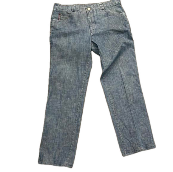 Meyer Hosen light blue stretchy  denim zip/slide clasp jeans with lined pockets - Picture 1 of 15